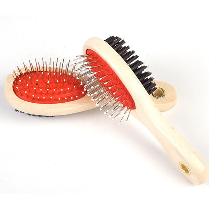 Adorable Dual-Use Dog Grooming Comb with Wooden Handle