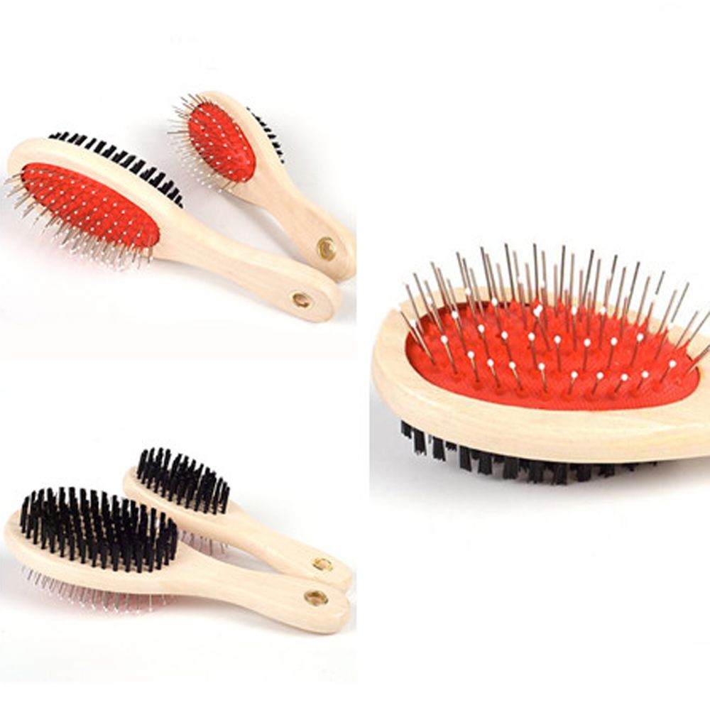 Adorable Dual-Use Dog Grooming Comb with Wooden Handle